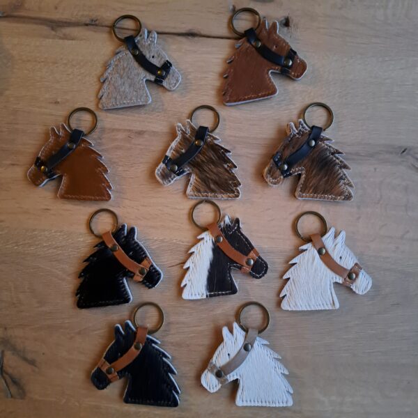 Sleutelhanger, paard, leer, handgemaakt, uniek